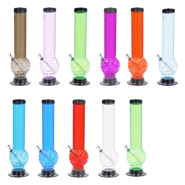 JM Plastics Evil Eye Pyramid Bubble Base Acrylic Water Pipe - 12 in.