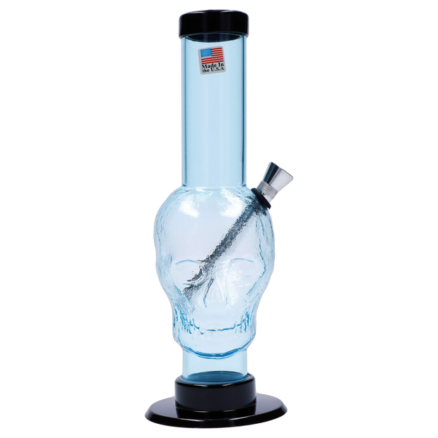 JM Plastics Skull Base with Carb Hole Acrylic Water Pipe - 9 in.