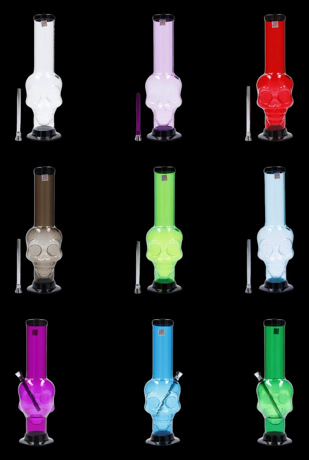 JM Plastics Skull Base with Carb Hole Acrylic Water Pipe - 9 in.