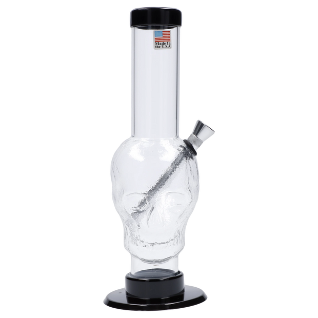 JM Plastics Skull Base with Carb Hole Acrylic Water Pipe - 9 in.