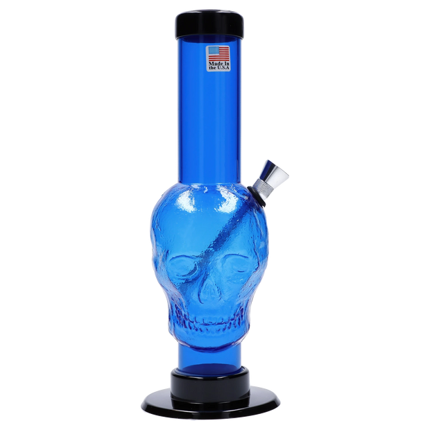 JM Plastics Skull Base with Carb Hole Acrylic Water Pipe - 9 in.