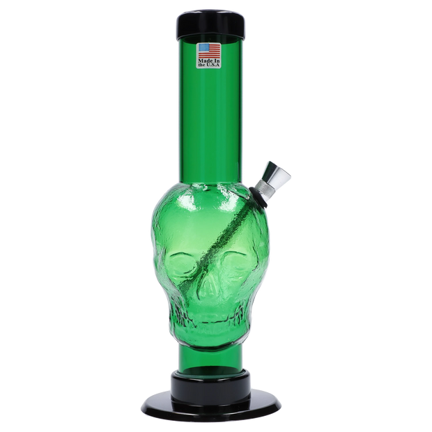 JM Plastics Skull Base with Carb Hole Acrylic Water Pipe - 9 in.