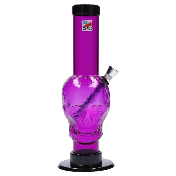 JM Plastics Skull Base with Carb Hole Acrylic Water Pipe - 9 in.