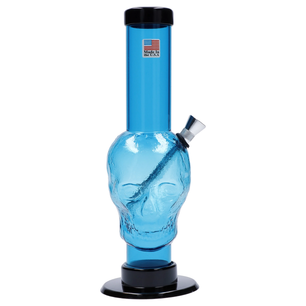 JM Plastics Skull Base with Carb Hole Acrylic Water Pipe - 9 in.