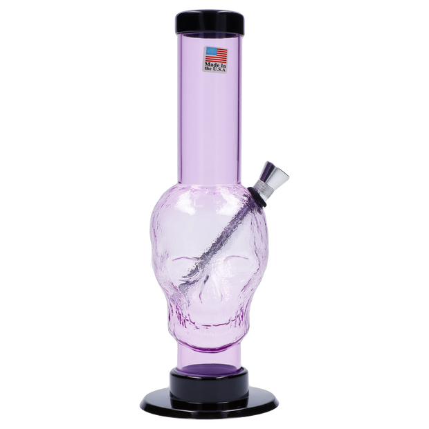 JM Plastics Skull Base with Carb Hole Acrylic Water Pipe - 9 in.