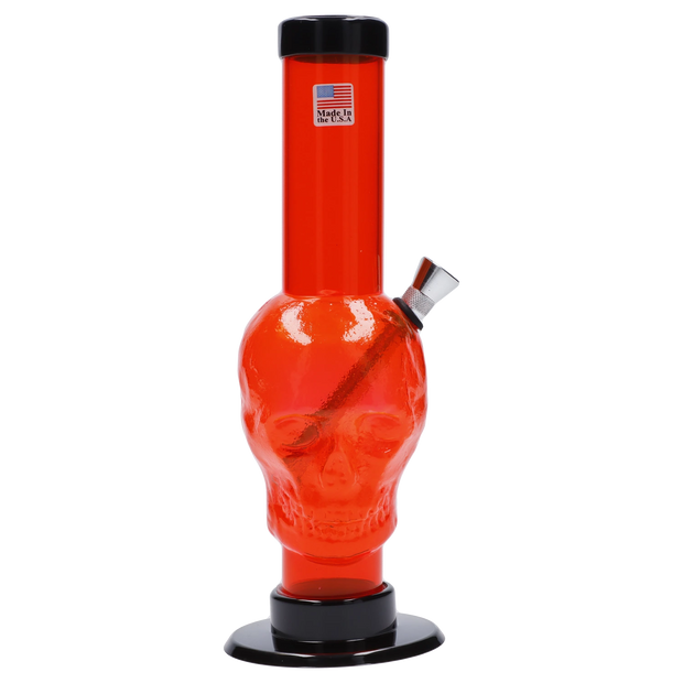 JM Plastics Skull Base with Carb Hole Acrylic Water Pipe - 9 in.