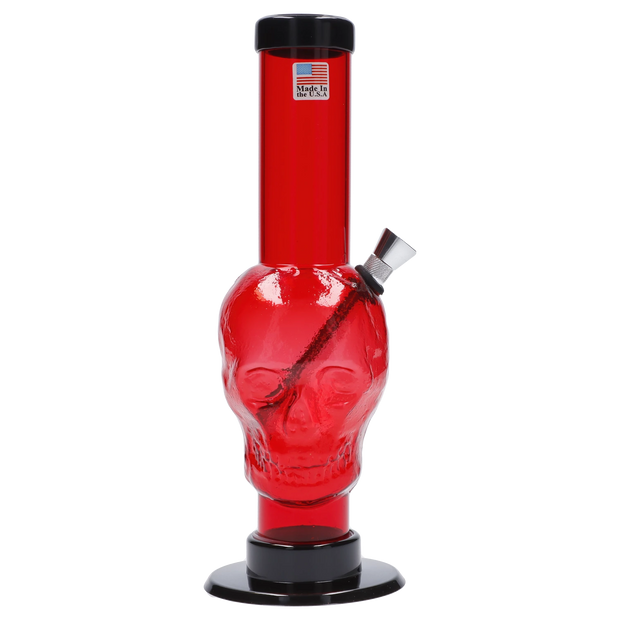 JM Plastics Skull Base with Carb Hole Acrylic Water Pipe - 9 in.