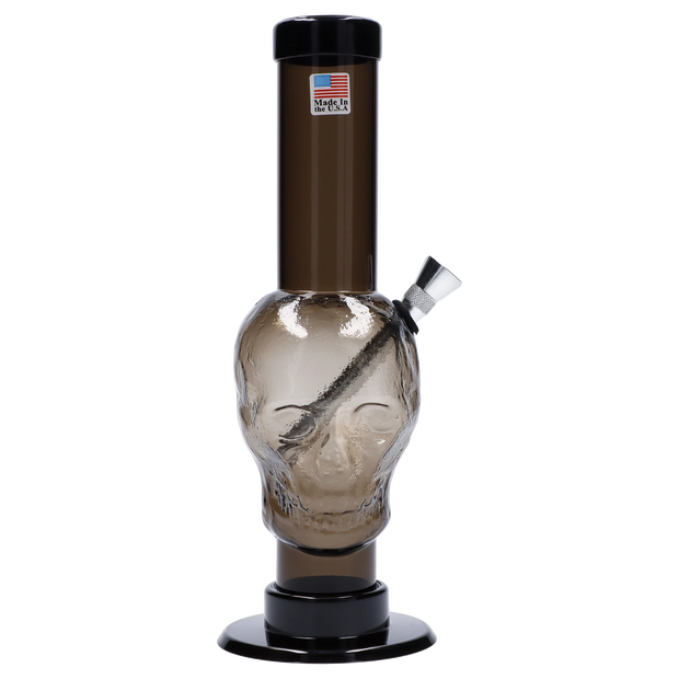 JM Plastics Skull Base with Carb Hole Acrylic Water Pipe - 9 in.