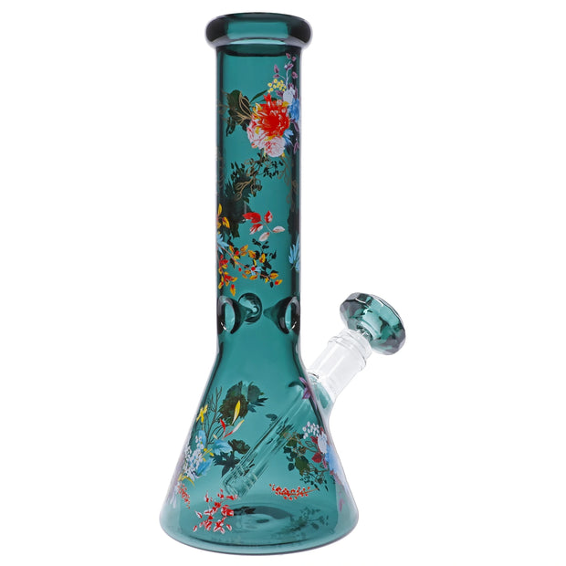 Famous Design - Floral Lush Beaker Water Pipe - 12 in.