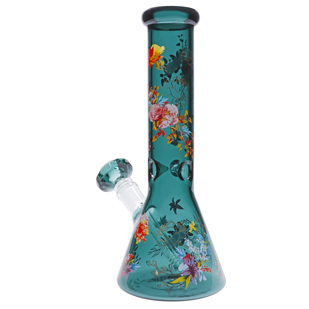 Famous Design - Floral Lush Beaker Water Pipe - 12 in.