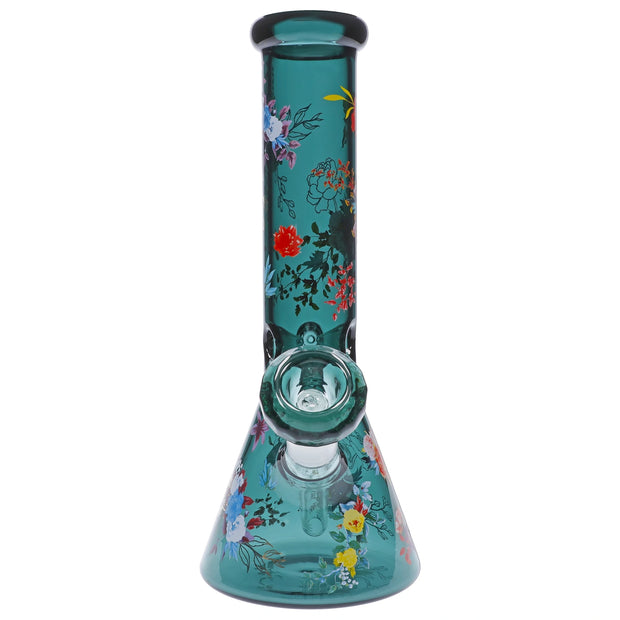 Famous Design - Floral Lush Beaker Water Pipe - 12 in.