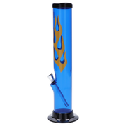 JM Plastics Flame Straight Tube with Carb Hole Acrylic Water Pipe - 12 in.