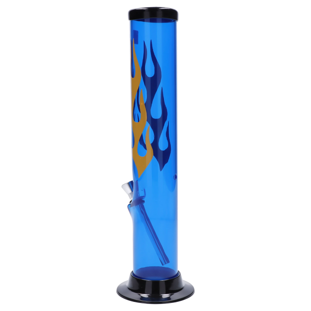 JM Plastics Flame Straight Tube with Carb Hole Acrylic Water Pipe - 12 in.