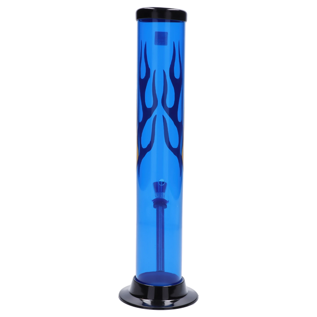 JM Plastics Flame Straight Tube with Carb Hole Acrylic Water Pipe - 12 in.