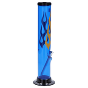 JM Plastics Flame Straight Tube with Carb Hole Acrylic Water Pipe - 12 in.