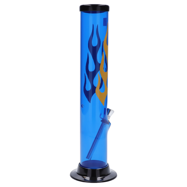JM Plastics Flame Straight Tube with Carb Hole Acrylic Water Pipe - 12 in.