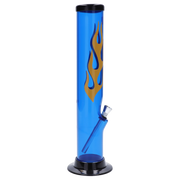 JM Plastics Flame Straight Tube with Carb Hole Acrylic Water Pipe - 12 in.