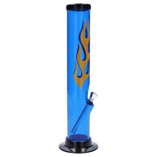 JM Plastics Flame Straight Tube with Carb Hole Acrylic Water Pipe - 12 in.