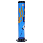 JM Plastics Flame Straight Tube with Carb Hole Acrylic Water Pipe - 12 in.