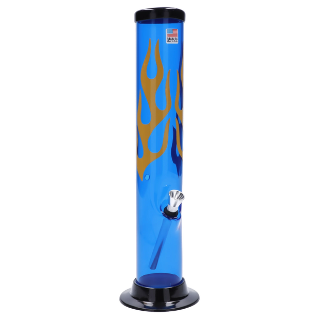 JM Plastics Flame Straight Tube with Carb Hole Acrylic Water Pipe - 12 in.