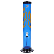 JM Plastics Flame Straight Tube with Carb Hole Acrylic Water Pipe - 12 in.