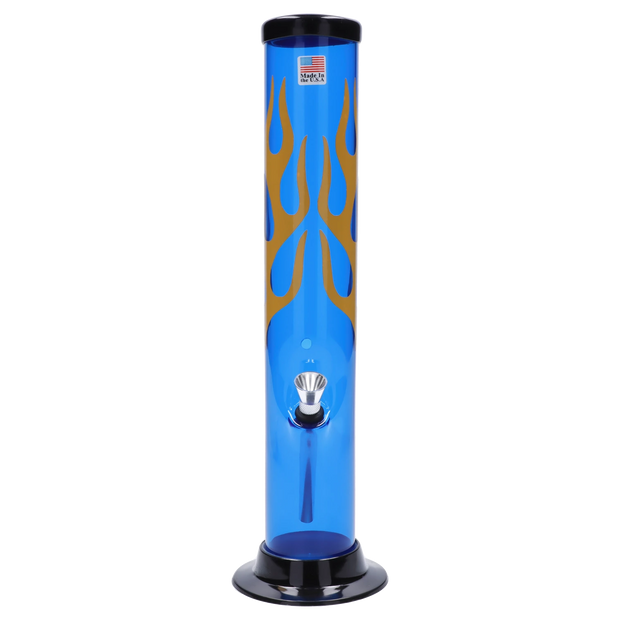 JM Plastics Flame Straight Tube with Carb Hole Acrylic Water Pipe - 12 in.
