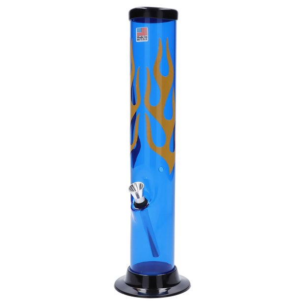 JM Plastics Flame Straight Tube with Carb Hole Acrylic Water Pipe - 12 in.