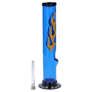 JM Plastics Flame Straight Tube with Carb Hole Acrylic Water Pipe - 12 in.