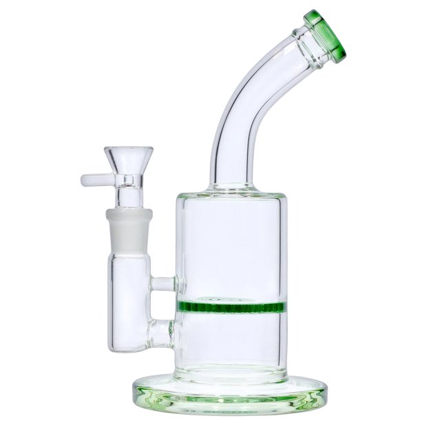 Bent Neck with Honeycomb Perc Water Pipe - Green - 9 in.