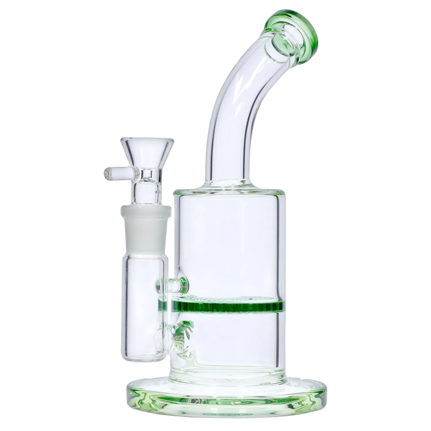 Bent Neck with Honeycomb Perc Water Pipe - Green - 9 in.