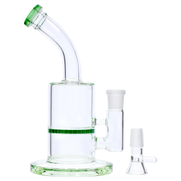 Bent Neck with Honeycomb Perc Water Pipe - Green - 9 in.