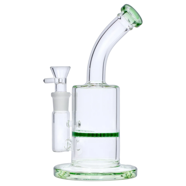 Bent Neck with Honeycomb Perc Water Pipe - Green - 9 in.