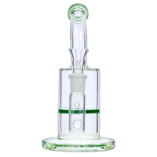 Bent Neck with Honeycomb Perc Water Pipe - Green - 9 in.