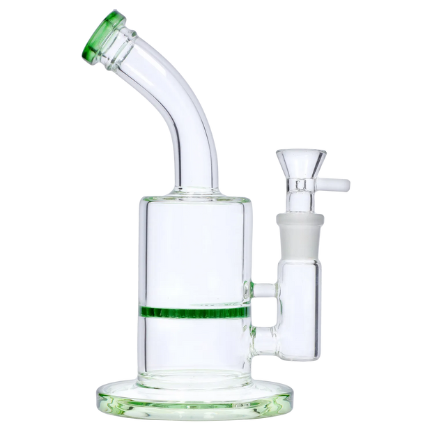 Bent Neck with Honeycomb Perc Water Pipe - Green - 9 in.