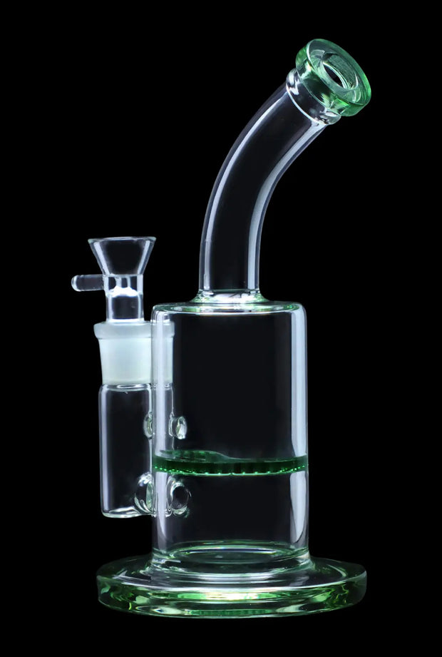 Bent Neck with Honeycomb Perc Water Pipe - Green - 9 in.