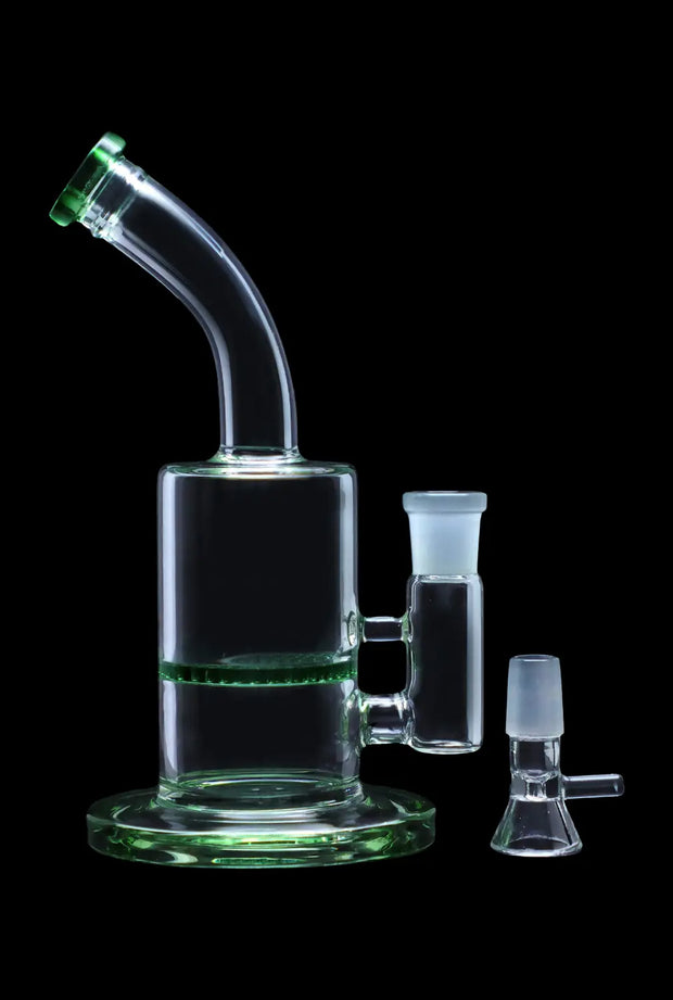 Bent Neck with Honeycomb Perc Water Pipe - Green - 9 in.