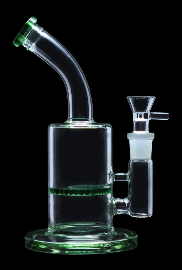 Bent Neck with Honeycomb Perc Water Pipe - Green - 9 in.