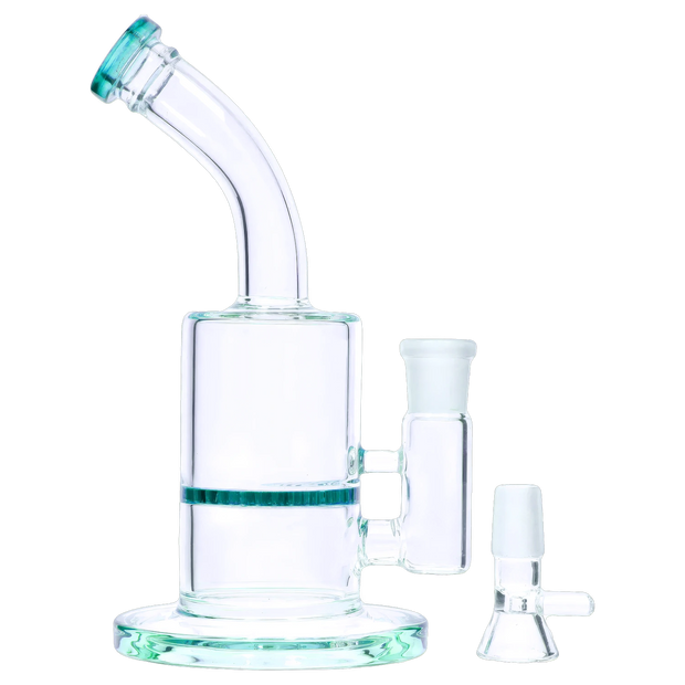 Bent Neck with Honeycomb Perc Water Pipe - Green - 9 in.