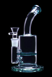 Bent Neck with Honeycomb Perc Water Pipe - Green - 9 in.