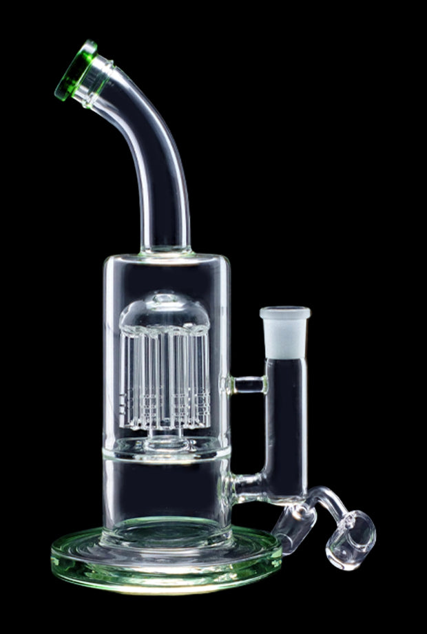 Bent Neck with Matrix Perc & Colour Accents Water Pipe - Teal - 8 in.
