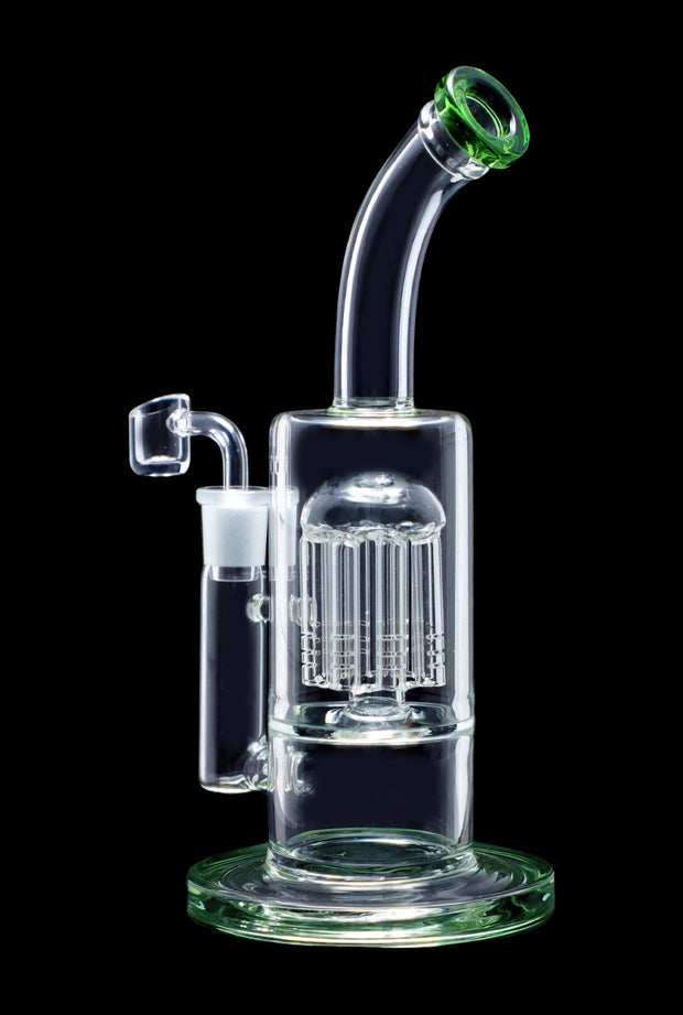 Bent Neck with Matrix Perc & Colour Accents Water Pipe - Teal - 8 in.