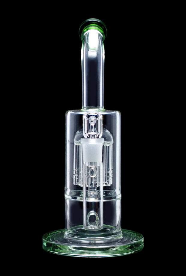 Bent Neck with Matrix Perc & Colour Accents Water Pipe - Teal - 8 in.