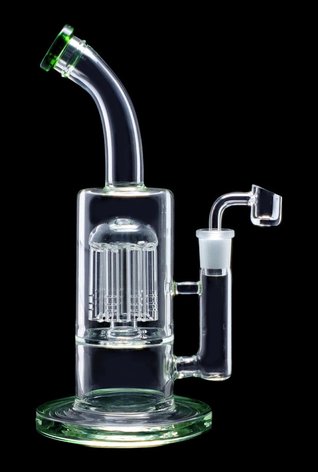 Bent Neck with Matrix Perc & Colour Accents Water Pipe - Teal - 8 in.