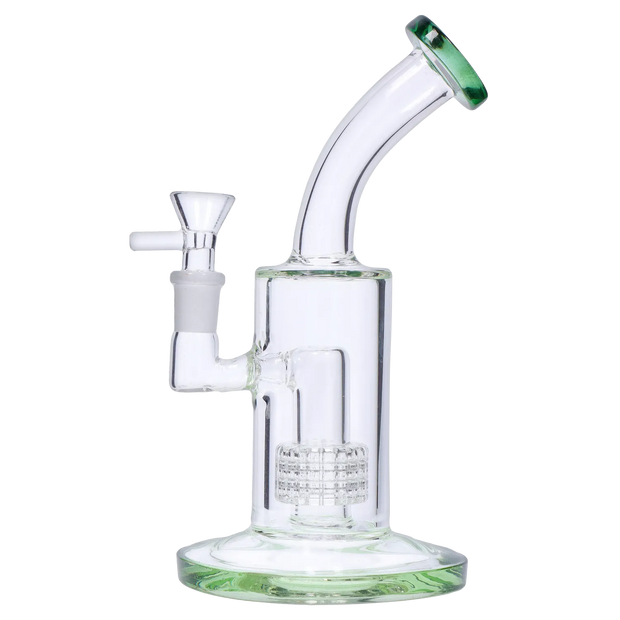 Bent Neck with Matrix Perc & Colour Accents Water Pipe - Teal - 8 in.
