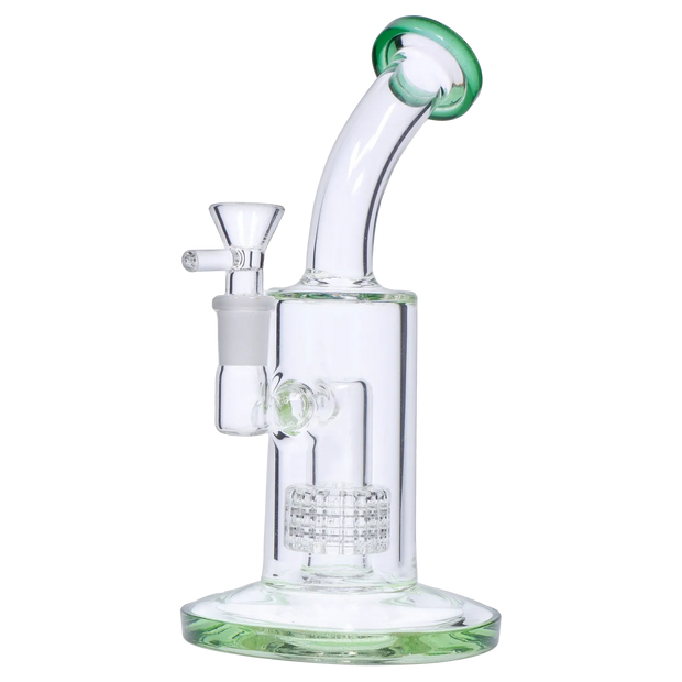 Bent Neck with Matrix Perc & Colour Accents Water Pipe - Teal - 8 in.