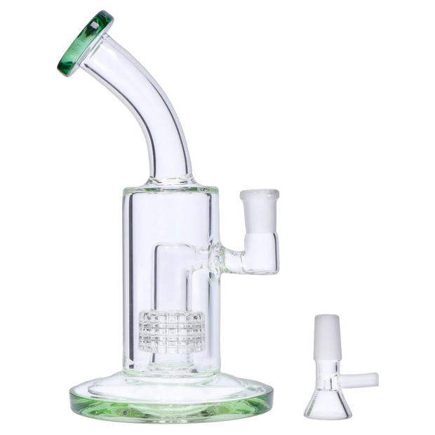 Bent Neck with Matrix Perc & Colour Accents Water Pipe - Teal - 8 in.