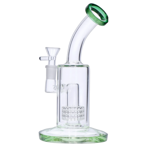 Bent Neck with Matrix Perc & Colour Accents Water Pipe - Teal - 8 in.