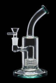 Bent Neck with Matrix Perc & Colour Accents Water Pipe - Teal - 8 in.