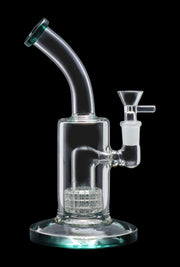 Bent Neck with Matrix Perc & Colour Accents Water Pipe - Teal - 8 in.