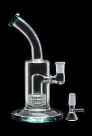 Bent Neck with Matrix Perc & Colour Accents Water Pipe - Teal - 8 in.